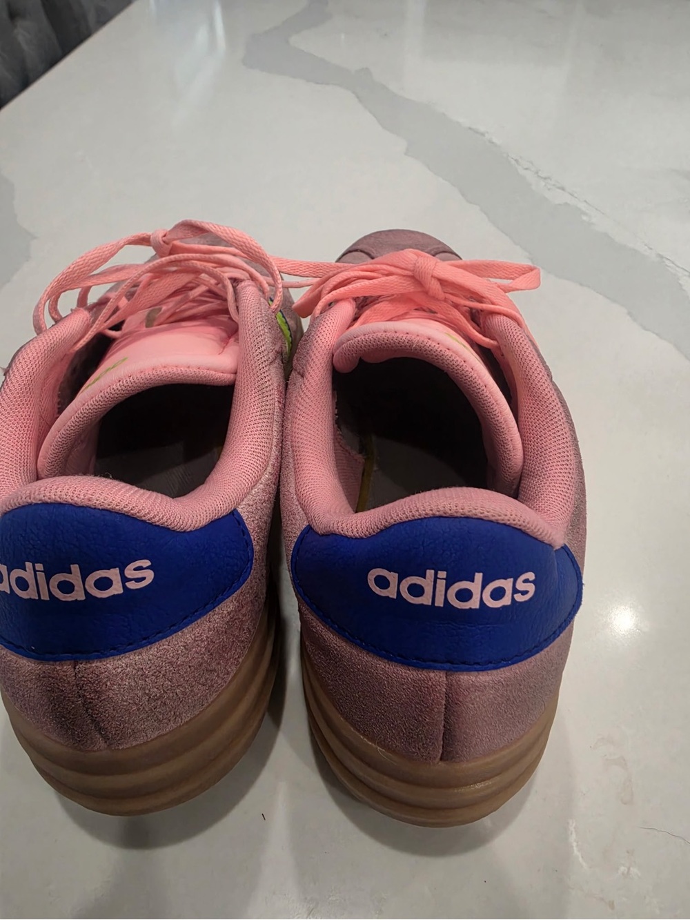 adidas Pink Suede Sneakers with Lime Accent - Picture 6 of 9